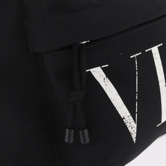 Valentino Backpack Canvas Black Silver Auth BA16435A