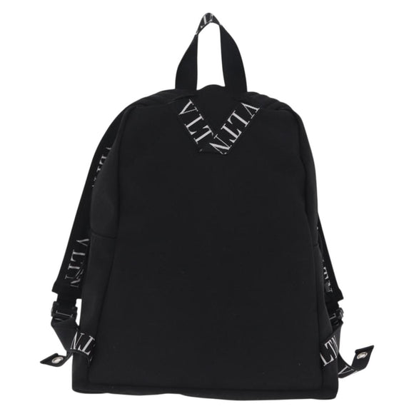 Valentino Backpack Canvas Black Silver Auth BA16435A