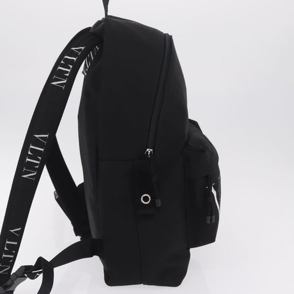 Valentino Backpack Canvas Black Silver Auth BA16435A