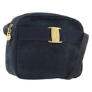 Salvatore Ferragamo Vala Shoulder Bag Suede Black Gold Auth BA16436-1