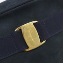 Salvatore Ferragamo Vala Shoulder Bag Suede Black Gold Auth BA16436-15