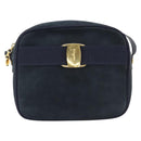 Salvatore Ferragamo Vala Shoulder Bag Suede Black Gold Auth BA16436-2