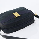 Salvatore Ferragamo Vala Shoulder Bag Suede Black Gold Auth BA16436-6
