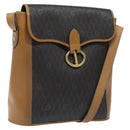 Christian Dior Honeycomb Canvas Shoulder Bag PVC Leather Black gold Auth BA1644-1