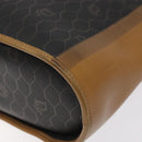 Christian Dior Honeycomb Canvas Shoulder Bag PVC Leather Black gold Auth BA1644-9