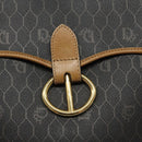 Christian Dior Honeycomb Canvas Shoulder Bag PVC Leather Black gold Auth BA1644-17