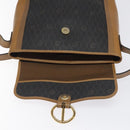 Christian Dior Honeycomb Canvas Shoulder Bag PVC Leather Black gold Auth BA1644-10