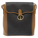 Christian Dior Honeycomb Canvas Shoulder Bag PVC Leather Black gold Auth BA1644-13