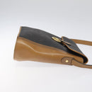 Christian Dior Honeycomb Canvas Shoulder Bag PVC Leather Black gold Auth BA1644-3