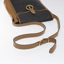 Christian Dior Honeycomb Canvas Shoulder Bag PVC Leather Black gold Auth BA1644-7