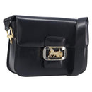 CELINE Horse Carriage Shoulder Bag Leather Black Gold Auth BA16440-1