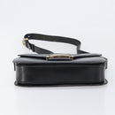 CELINE Horse Carriage Shoulder Bag Leather Black Gold Auth BA16440-5
