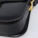 CELINE Horse Carriage Shoulder Bag Leather Black Gold Auth BA16440-15