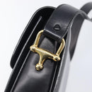 CELINE Horse Carriage Shoulder Bag Leather Black Gold Auth BA16440-9