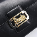 CELINE Horse Carriage Shoulder Bag Leather Black Gold Auth BA16440-19