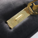 CELINE Horse Carriage Shoulder Bag Leather Black Gold Auth BA16440-10