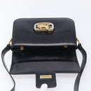 CELINE Horse Carriage Shoulder Bag Leather Black Gold Auth BA16440-20