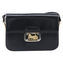 CELINE Horse Carriage Shoulder Bag Leather Black Gold Auth BA16440-13