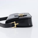 CELINE Horse Carriage Shoulder Bag Leather Black Gold Auth BA16440-4