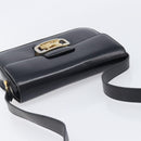 CELINE Horse Carriage Shoulder Bag Leather Black Gold Auth BA16440-6