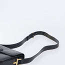CELINE Horse Carriage Shoulder Bag Leather Black Gold Auth BA16440-14