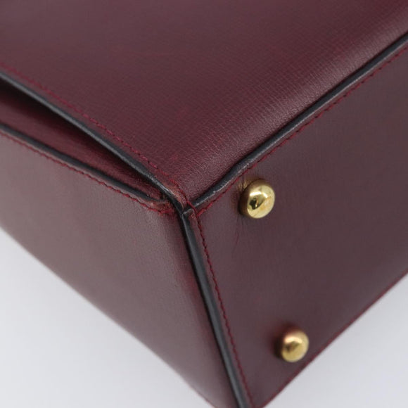 Cartier Must Line Hand Bag Leather Bordeaux Gold Auth BA16441