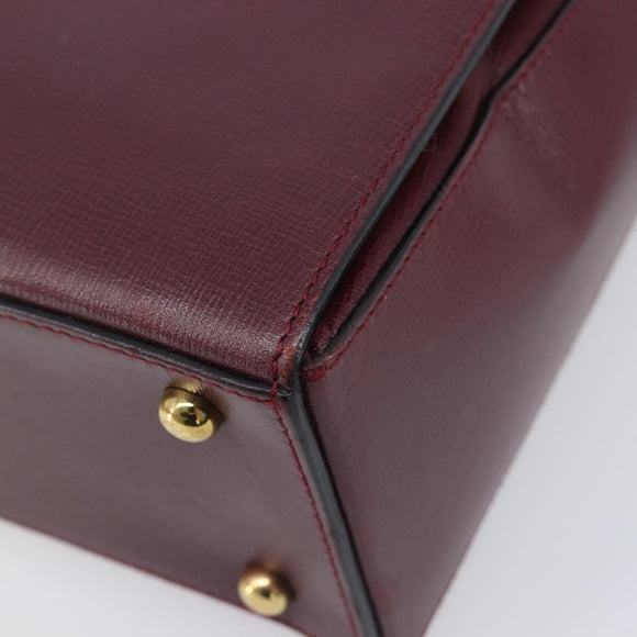 Cartier Must Line Hand Bag Leather Bordeaux Gold Auth BA16441