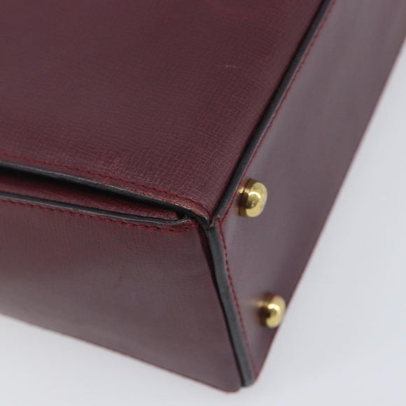Cartier Must Line Hand Bag Leather Bordeaux Gold Auth BA16441