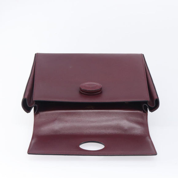 Cartier Must Line Hand Bag Leather Bordeaux Gold Auth BA16441