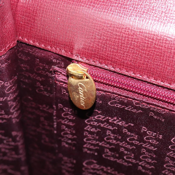 Cartier Must Line Hand Bag Leather Bordeaux Gold Auth BA16441