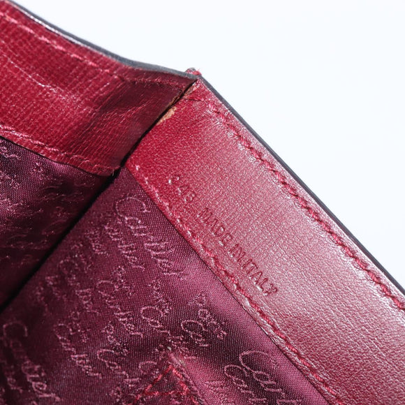 Cartier Must Line Hand Bag Leather Bordeaux Gold Auth BA16441