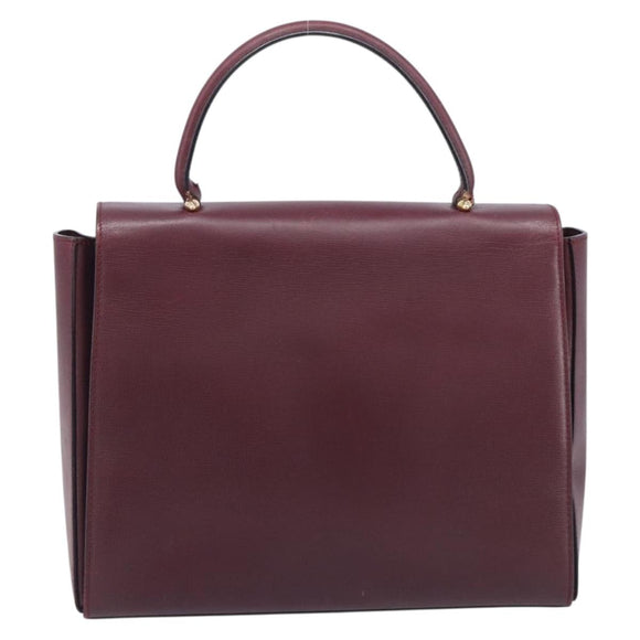 Cartier Must Line Hand Bag Leather Bordeaux Gold Auth BA16441