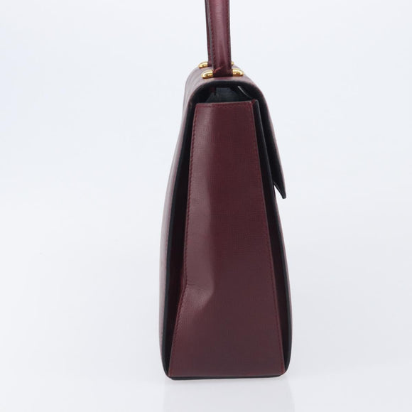 Cartier Must Line Hand Bag Leather Bordeaux Gold Auth BA16441