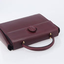 Cartier Must Line Hand Bag Leather Bordeaux Gold Auth BA16441-6