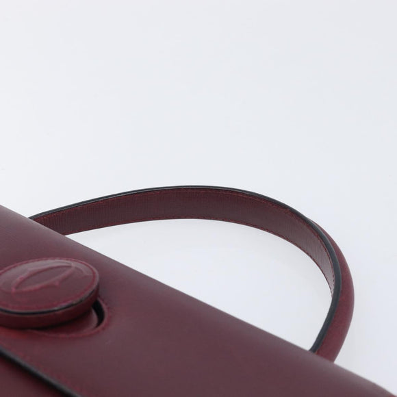 Cartier Must Line Hand Bag Leather Bordeaux Gold Auth BA16441