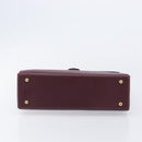 Cartier Must Line Hand Bag Leather Bordeaux Gold Auth BA16441-5