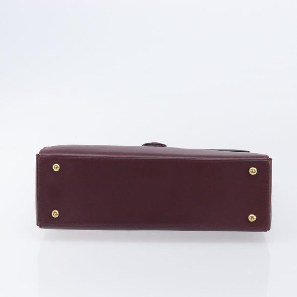 Cartier Must Line Hand Bag Leather Bordeaux Gold Auth BA16441