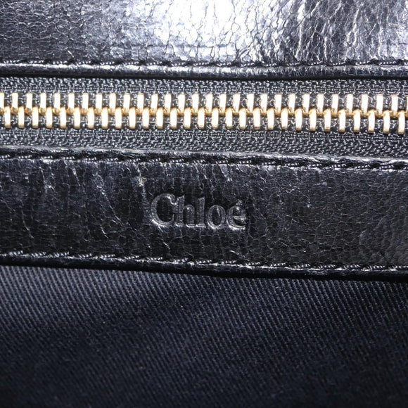 Chloe Etel Hand Bag Leather 2way Black Gold Auth BA16443