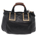 Chloe Etel Hand Bag Leather 2way Black Gold Auth BA16443-3