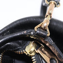 Chloe Etel Hand Bag Leather 2way Black Gold Auth BA16443-30