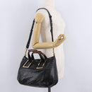 Chloe Etel Hand Bag Leather 2way Black Gold Auth BA16443-31