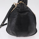 Chloe Etel Hand Bag Leather 2way Black Gold Auth BA16443-4