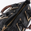 Chloe Etel Hand Bag Leather 2way Black Gold Auth BA16443-6