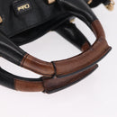 Chloe Etel Hand Bag Leather 2way Black Gold Auth BA16443-7