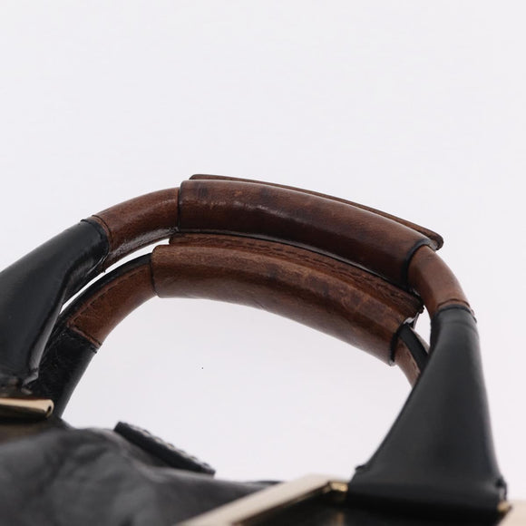 Chloe Etel Hand Bag Leather 2way Black Gold Auth BA16443