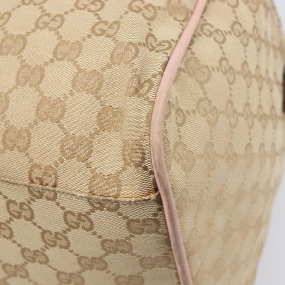 GUCCI GG Canvas Sherry Line Boston Bag Beige Gold 153240 Auth BA16444