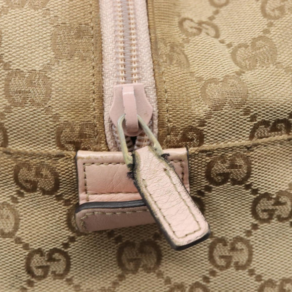 GUCCI GG Canvas Sherry Line Boston Bag Beige Gold 153240 Auth BA16444