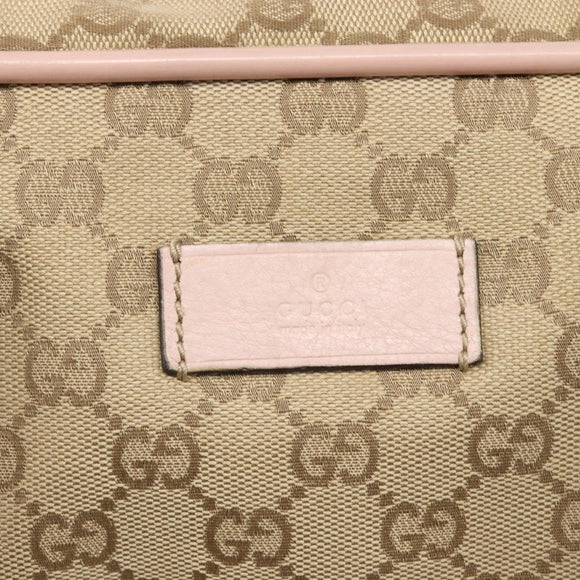 GUCCI GG Canvas Sherry Line Boston Bag Beige Gold 153240 Auth BA16444