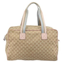 GUCCI GG Canvas Sherry Line Boston Bag Beige Gold 153240 Auth BA16444-3