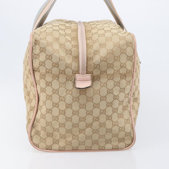 GUCCI GG Canvas Sherry Line Boston Bag Beige Gold 153240 Auth BA16444
